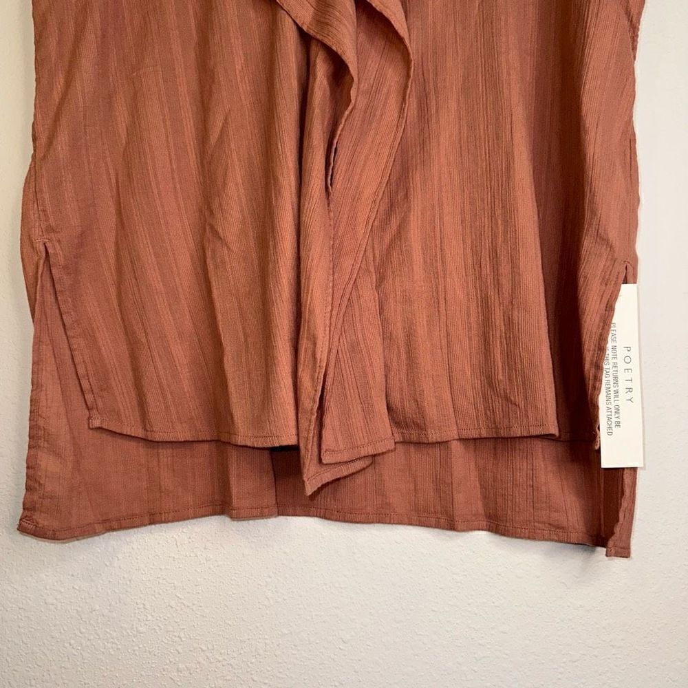 Poetry Women 14 Blush Pink Ruffle Trim Button Down Feminine Lagenlook Blouse NWT - Picture 7 of 8